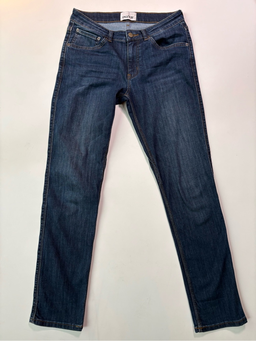 DU/ER Slim Straight Jeans in Deep Indigo